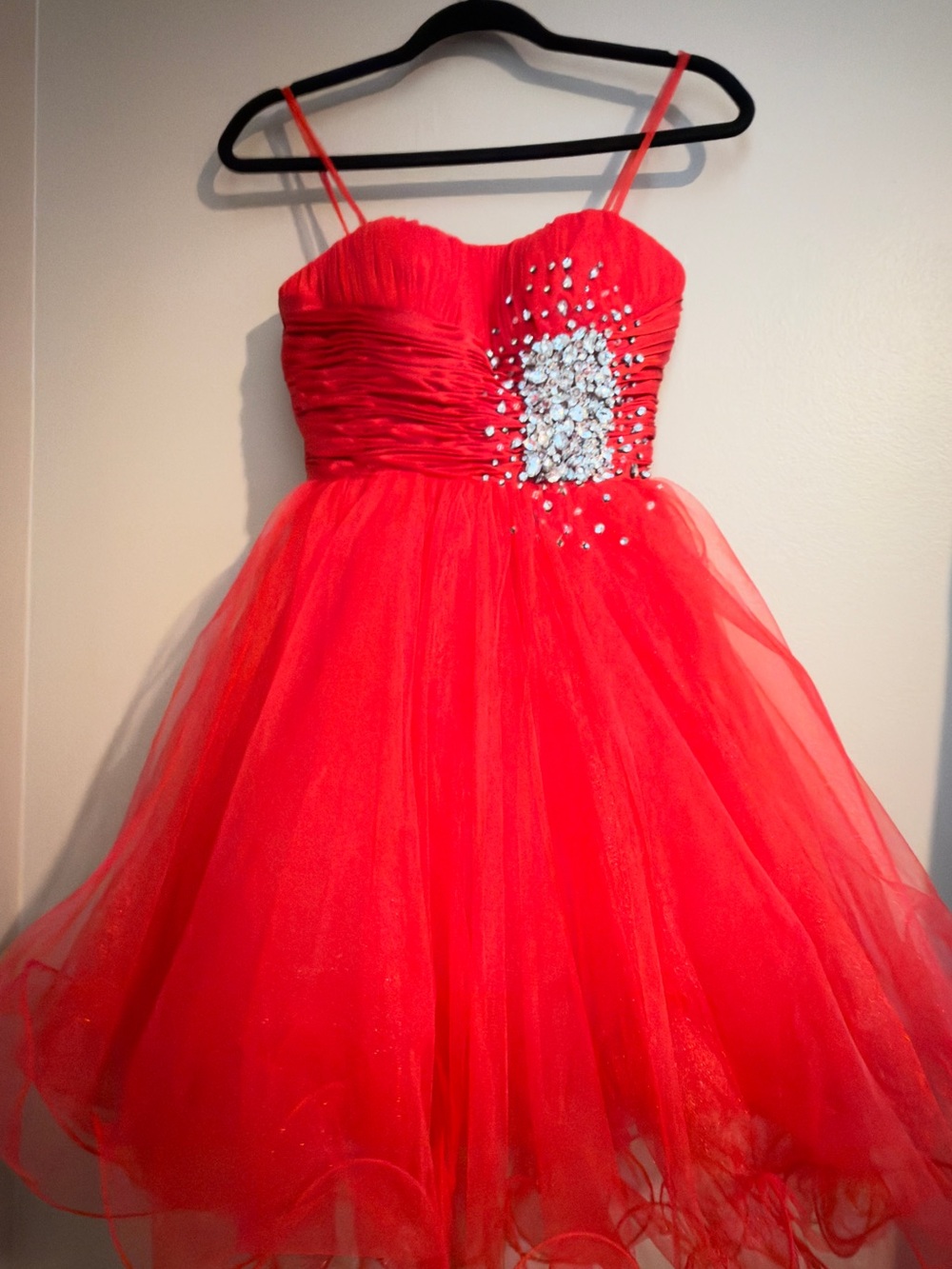 Sherri Hill Red Tulle Prom Cocktail party Dress Short Crystal Corset Sz 0